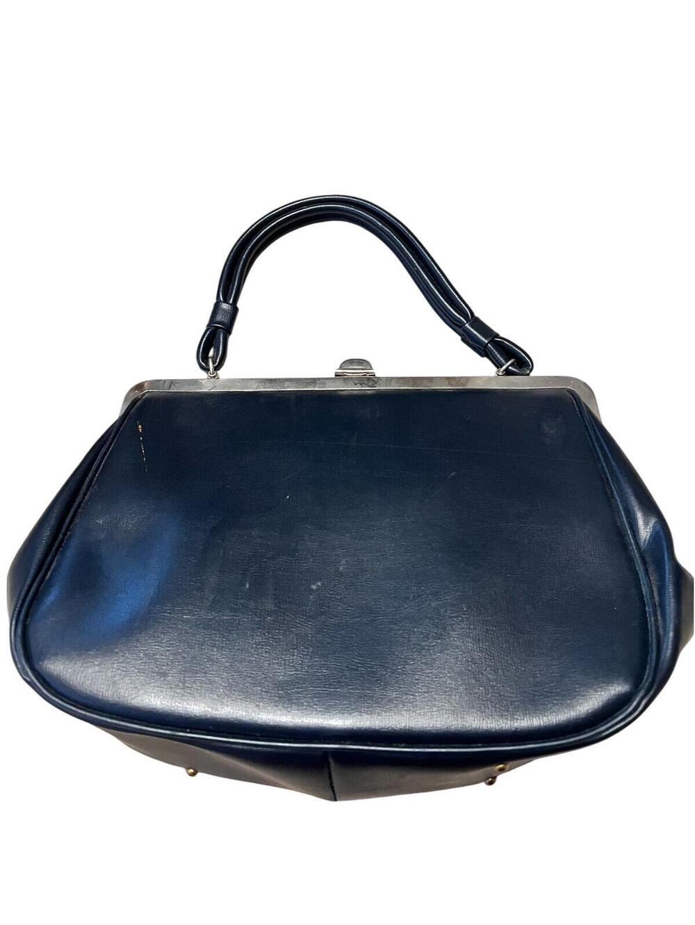 Vintage Dover Black Leather Handbag With a Kiss-Lock Closure - Picture 3 of 3